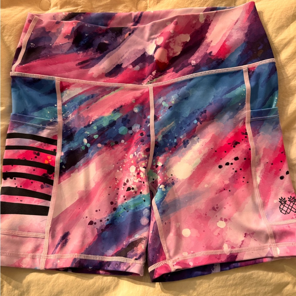 M Tres Pinas Colorful Abstract Athletic Shorts